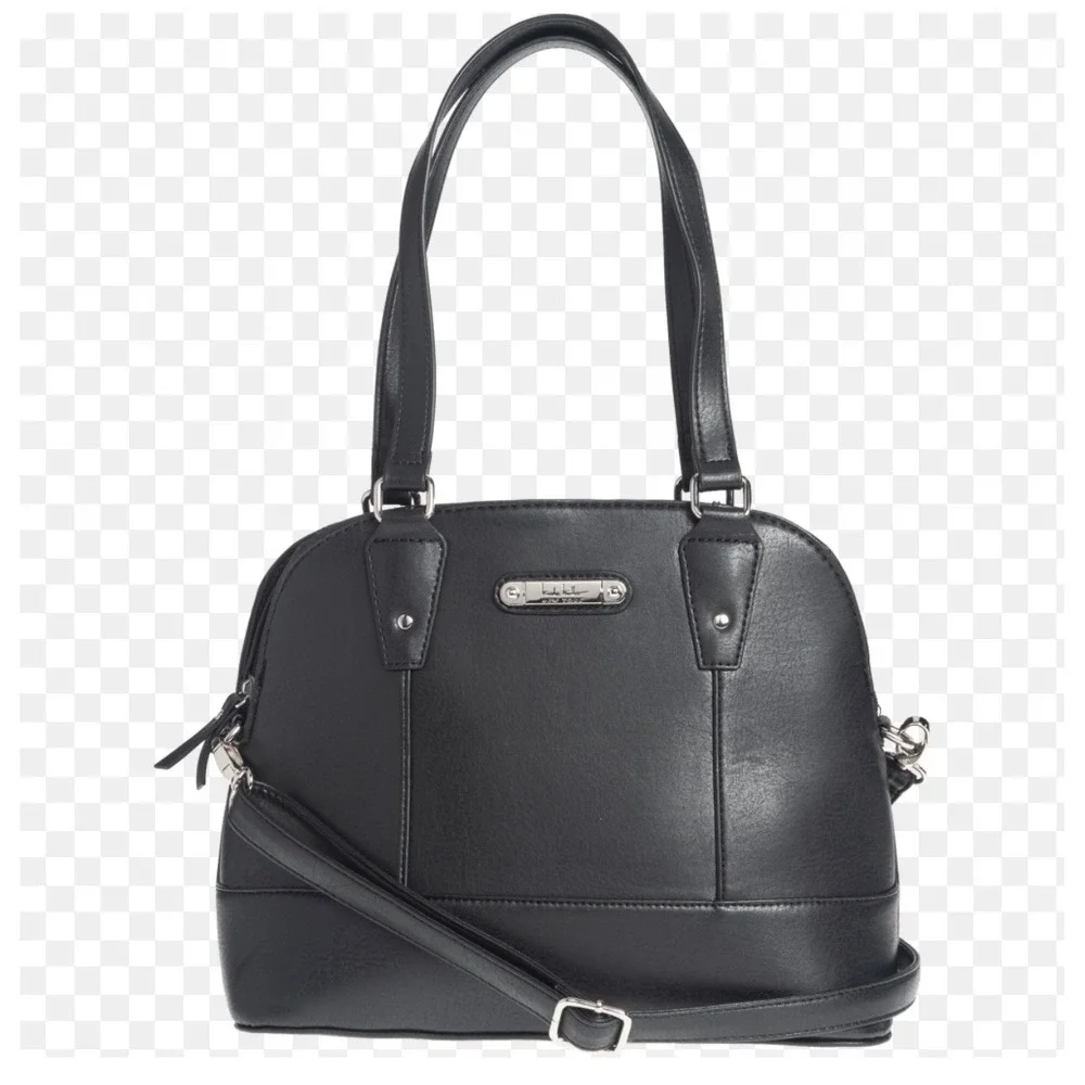 Nicole Miller New York Black Dome Satchel Crossbody Bag Silver Hardware Mens